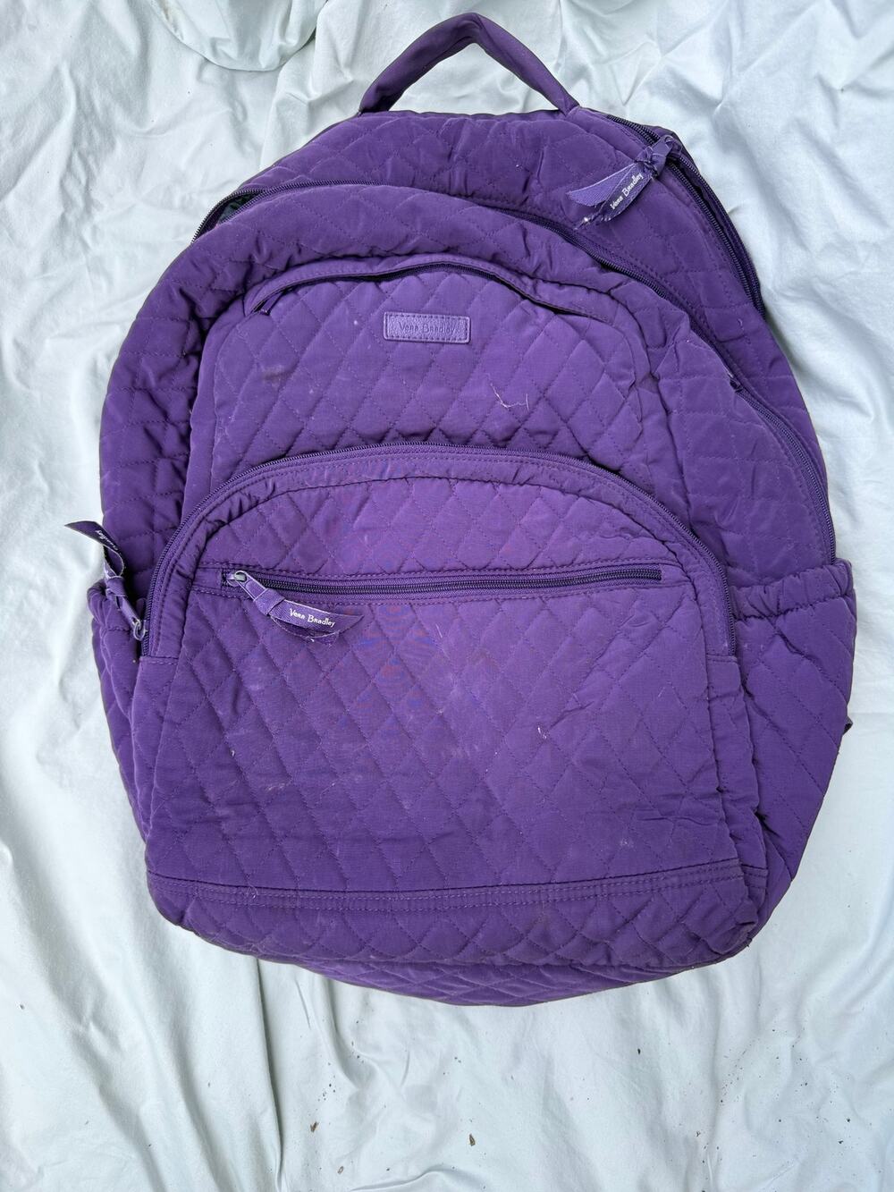 Vera Bradley Purple Quilted Backpack Floral Rose Lining